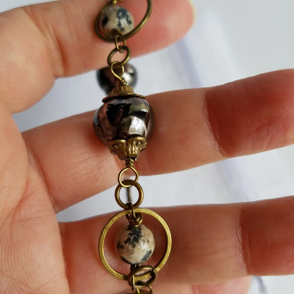 Genuine Gemstone Mixed Media Bracelet - Handmade NWT - Picture 7 of 8